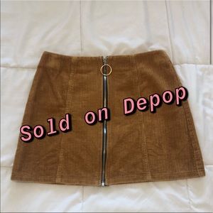 Corduroy Full Zip Mini Skirt